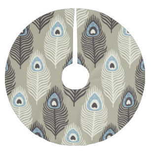Peacock feather pattern, vintage style. brushed polyester tree skirt
