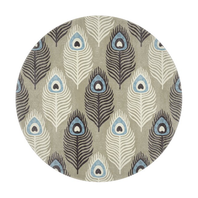 Peacock feather pattern, vintage style. cutting board (Front)