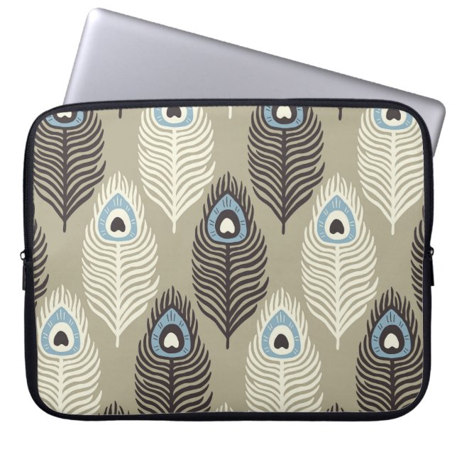 Peacock feather pattern, vintage style. laptop sleeve (Front)
