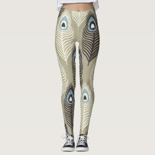 Peacock feather pattern, vintage style. leggings