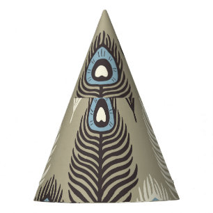 Peacock feather pattern, vintage style. party hat