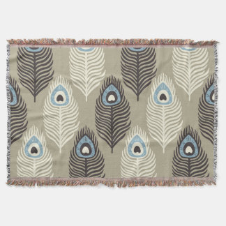 Peacock feather pattern, vintage style. throw blanket