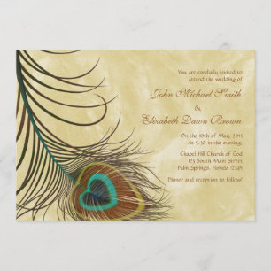 Peacock Feather Personalised Wedding Invitation