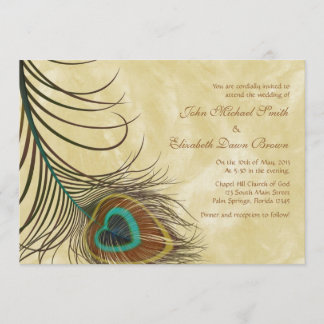 Peacock Feather Personalised Wedding Invitation