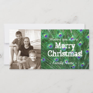 Peacock Feather Photo Christmas Card