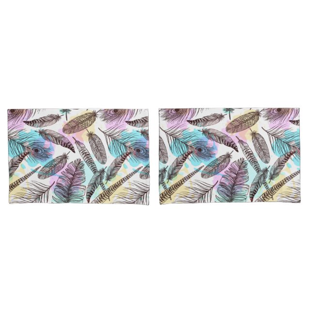 Peacock Feather Pillowcase (Front-Set)