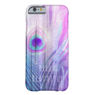 Peacock Feather Pink & Blue Boho Chic Glam Custom Barely There iPhone 6 Case
