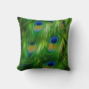 Peacock Feather Print Cushion