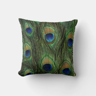 Peacock Feather Print Cushion