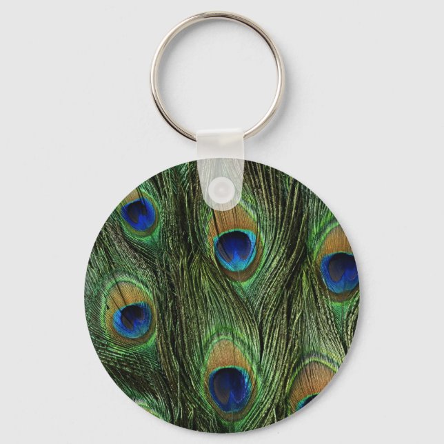 Peacock Feather Print Key Ring (Front)