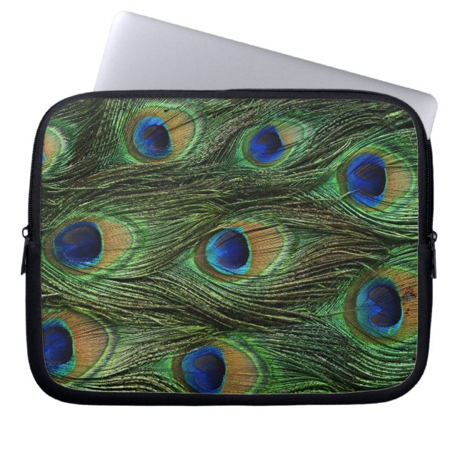 Peacock Feather Print Laptop Sleeve (Front)