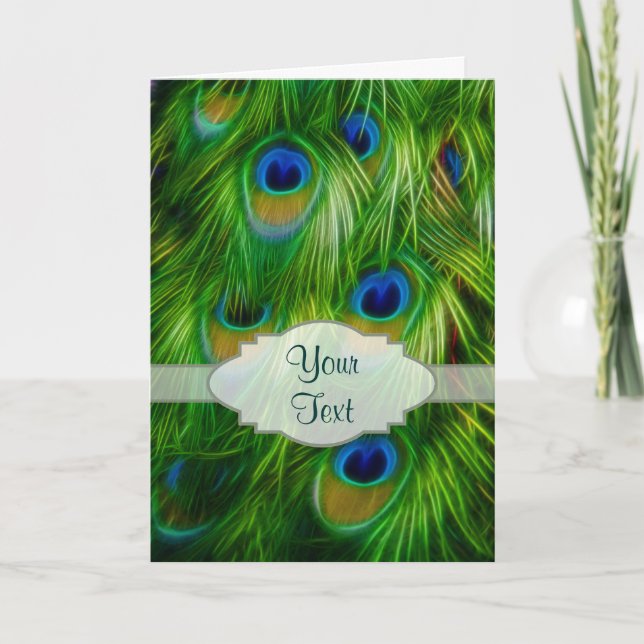 Peacock Feather Print Thank You Card (Front)