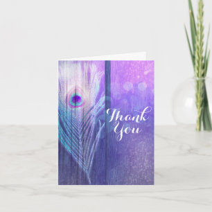 Peacock Feather Purple Glam Boho Chic Thank You