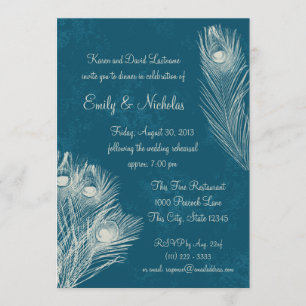 Peacock Feather Rehearsal Dinner Invitation