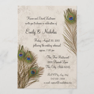 Peacock Feather Rehearsal Dinner Invitation