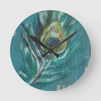 Peacock Feather Round Clock