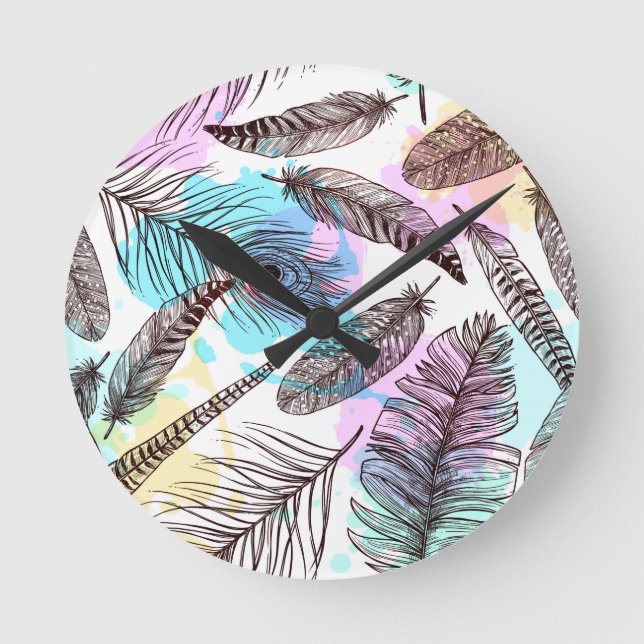 Peacock Feather Round Clock (Front)