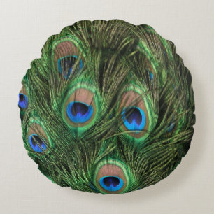 Peacock Feather Round Cushion