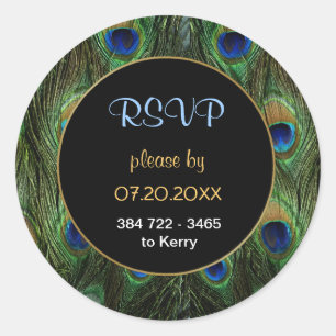 Peacock Feather RSVP Wedding Seal - Customise