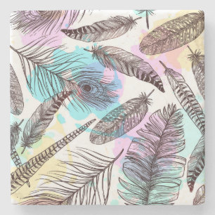 Peacock Feather Stone Coaster