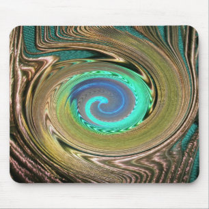 Peacock Feather Swirl Mousepad