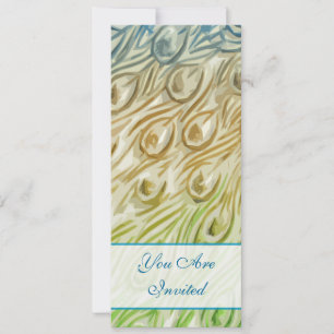Peacock Feather Swirls Wedding Invitation