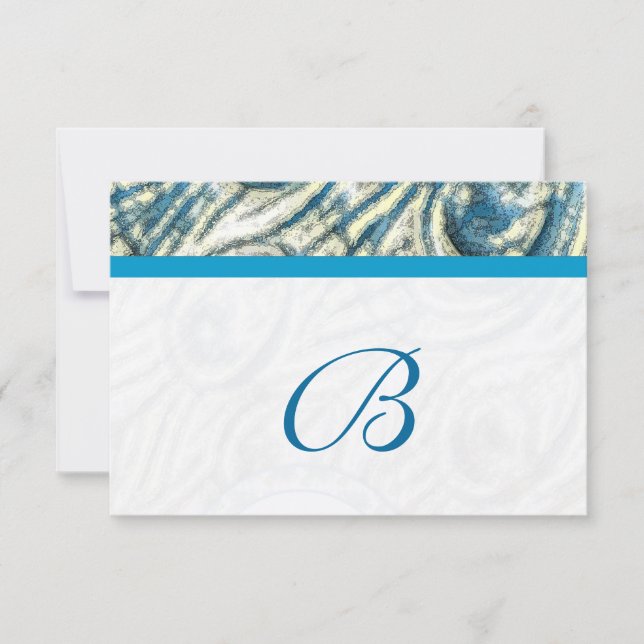 Peacock Feather Swirls Wedding RSVP (Front)