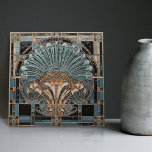 Peacock Feather Symbolism Belle Epoque Art Deco Tile<br><div class="desc">This stunning ceramic tile features a symmetrical peacock feather pattern inspired by the Art Deco and Belle Epoque periods. The Belle Epoque, or "beautiful era, " was a time of artistic and cultural flourishing in Europe from the late 19th to early 20th century. The peacock feather was a popular motif...</div>
