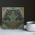 Peacock Feather Symbolism Belle Epoque Art Deco Tile<br><div class="desc">This stunning ceramic tile features a symmetrical peacock feather pattern inspired by the Art Deco and Belle Epoque periods. The Belle Epoque, or "beautiful era, " was a time of artistic and cultural flourishing in Europe from the late 19th to early 20th century. The peacock feather was a popular motif...</div>