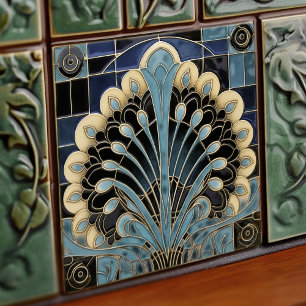 Peacock Feather Symbolism Belle Epoque Art Deco Tile