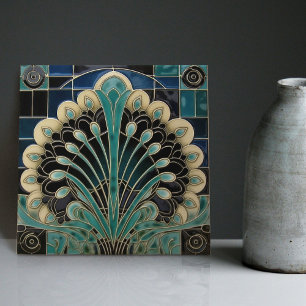 Peacock Feather Symbolism Belle Epoque Art Deco Tile