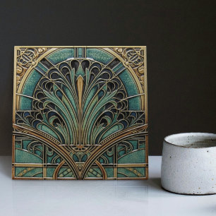 Peacock Feather Symbolism Belle Epoque Art Deco Tile