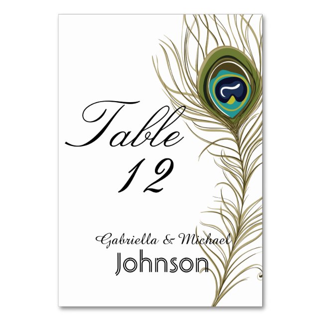 Peacock Feather Table Number (Front)