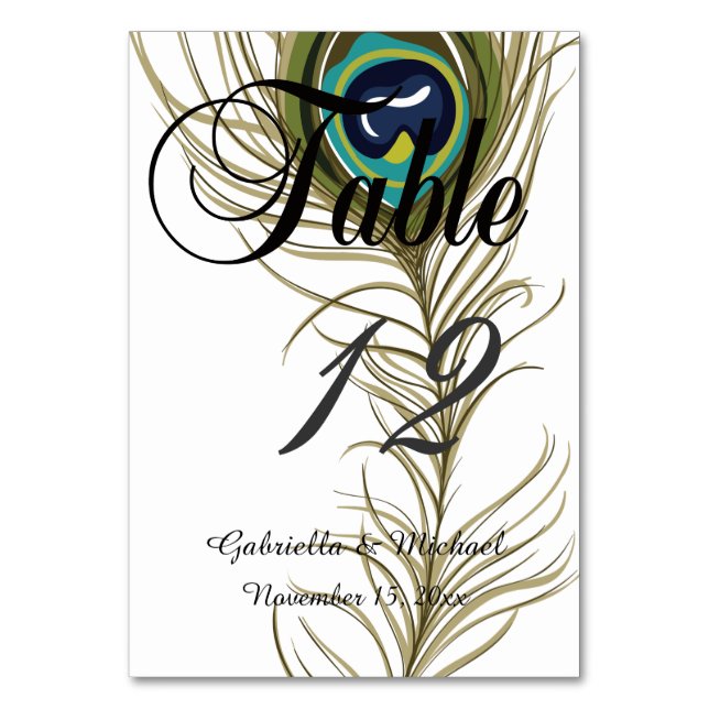 Peacock Feather Table Number (Front)