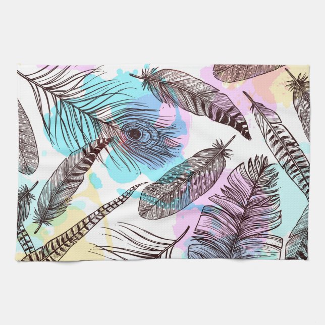 Peacock Feather Tea Towel (Horizontal)