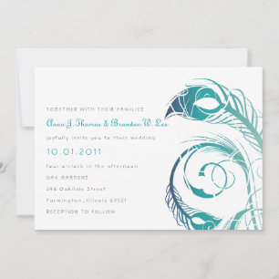 Peacock Feather - Teal and Navy Invitation