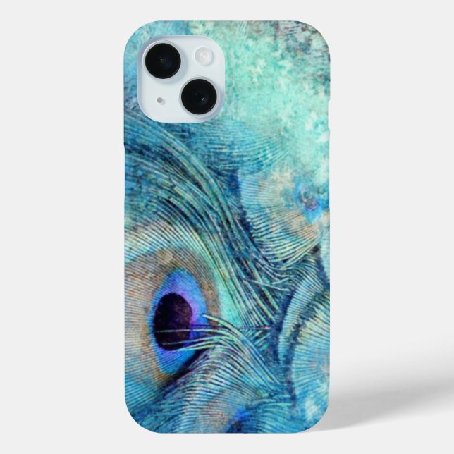 Peacock feather teal blue purple marble elegant  Case-Mate iPhone case (Back)