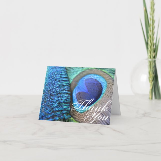 Peacock Feather Thank You Card (Front)