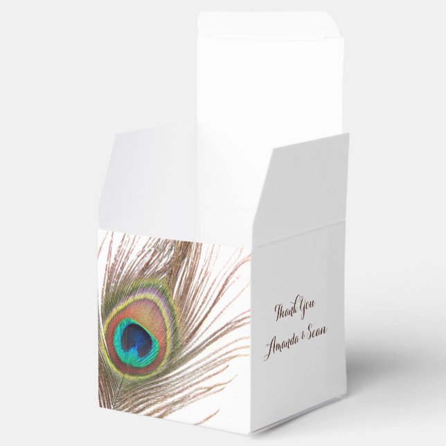 Peacock Feather Thank You Favour Boxes (Opened)
