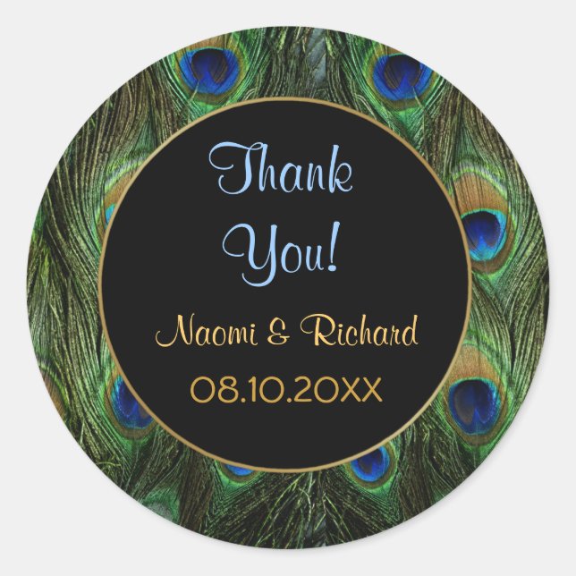 Peacock Feather -Thank You Seal - Customise (Front)