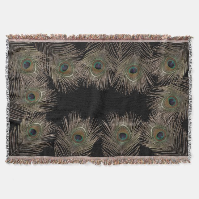 Peacock feather throw blanket (Front)