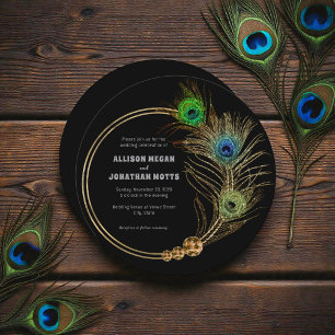 Peacock Feather Vibrant Elegant Wedding Invitation