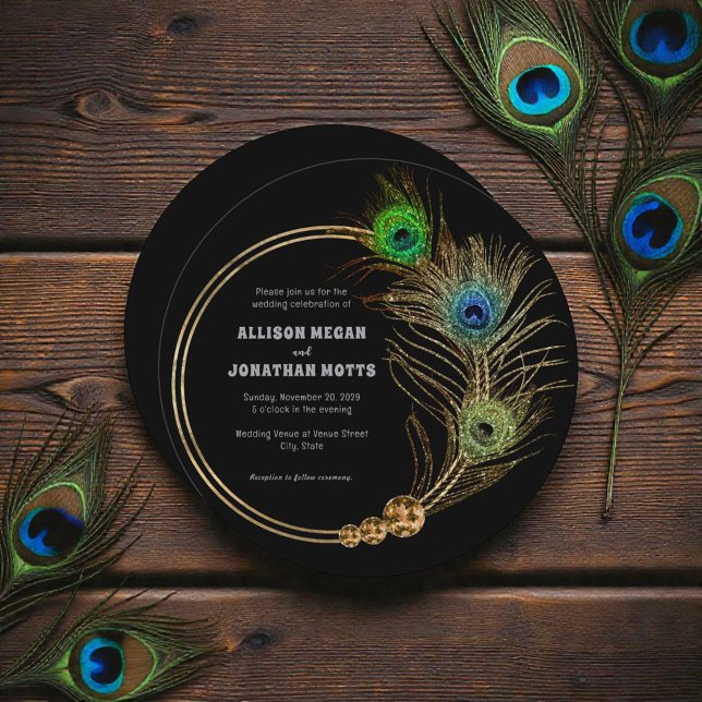 Peacock Feather Vibrant Elegant Wedding Invitation (Creator Uploaded)