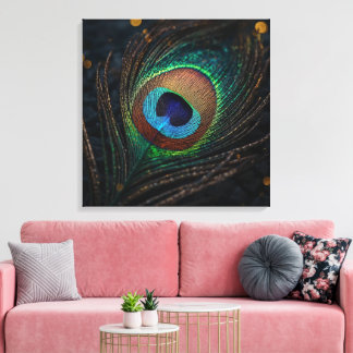 Peacock Feather Wall Art – Elegant Boho Nature