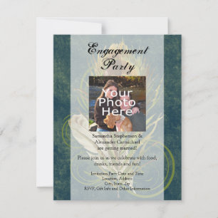 Peacock Feather Wedding Engagement Party Photo Invitation
