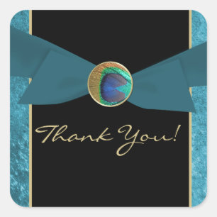 Peacock Feather Wedding Favour Thank You Stickers