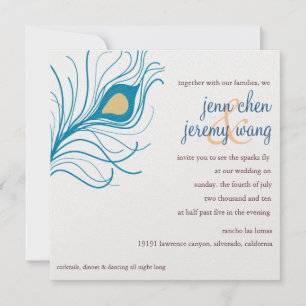 Peacock Feather Wedding invite