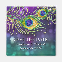 Peacock Feather Wedding Jewelled Save the Date