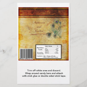 Peacock Feather Wedding Large Candy Bar Wrap Flyer