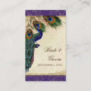 Peacock & Feather Wedding Table Seating Escort Place Card
